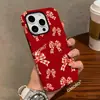 Capa de Celular Estilo Retro Milênio Xadrez Vermelho com Laço Rede Social Celebridade Compatível com Novo Apple 17/18pro Película Dois em Um