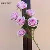 Flores Artificiales para Boda Estilo Nuevo Rosa Rizada de 6 Cabezas Flor Falsa Flor Cascada Flor de Pared Fila de Flores de Boda Exportación Transfronteriza