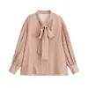 Camisa de Manga Larga Elegante con Rayas y Lazo Decorativo Estilo Europeo y Americano Transfronterizo 2026 Nueva Moda 1113059