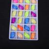 Hebilla plana de vidrio fluorescente de forma especial, taladro cosido a mano, taladro plano de diamantes de imitación de doble agujero, bolsa de material para accesorios DIY
