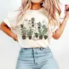 Estampado de Moda Halloween Fantasma Planta Mujeres Jardinero Fantasma Divertido Verano Cuello Redondo Camiseta Mujeres Casual
