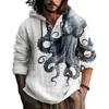 Camisa de Manga Longa Masculina de Verão Nova, Estilo Y2 Europeu e Americano, com Estampa 3D, com Capuz de Abertura Frontal, Venda Direta do Fabricante