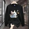 Moletom Masculino Estilo Americano Moderno Nacional Rasgado Bonito 2024 Primavera e Outono Nova Marca Moderna Solto Gola Redonda Sensação de Alta Qualidade Top de Manga Longa para Casal
