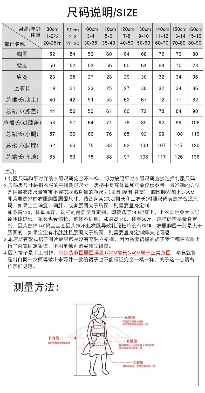 店铺尺码表