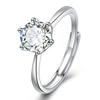 TikTok Online Celebridade ao vivo Zircon Ring Feminino Europeu e Americano Six-claw 1 quilate Simulação de Abertura Anel de Diamante Anel de Casal