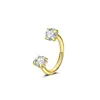 Novo Argola de Nariz em Aço Inoxidável Transfronteiriça 20g com Zircônia Dupla Barra C Argola Versátil para Cartilagem Auricular Joia para Piercing Corporal Ornamento Nasal em Estoque