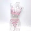 Nuevo Conjunto de Lencería Erótica Rosa con Estampado de Encaje Europeo y Americano Estilo Deseo Puro Tanga Sexy Dulce para Mujer