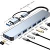 Estación de Acoplamiento Ocho en Uno USB 3.0 Lector de Tarjetas TF/SD Tipo Portátil Expansión Type-C Concentrador de Doble Puerto