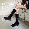 Botas Altas para Mujer 2025 Otoño Nuevo Estilo Piel Genuina Retro Europeo Versátiles Hasta la Rodilla Delgadas Botas de Moda