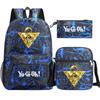 Kit novo de 3 peças de jogo de anime rei para Meninos Meninas crianças mochila escolar mochila de viagem Bolsa de Ombro Estojo
