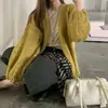 Cárdigan de punto retro de lunares con mangas de farol, nuevo para otoño e invierno, transfronterizo, para mujer, con estilo relajado, efecto adelgazante y diseño versátil