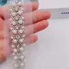 Malla Tejida Estilo Pequeño Fragante Cinta de Perlas y Lentejuelas Borde de Ropa Puños Accesorios Decorativos Encaje Joyería Accesorios