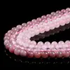 Cuentas sueltas de cristal rosa natural, pulidas a mano, accesorios para joyería DIY, productos semiacabados para pulseras, collares y accesorios