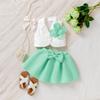 Ins Verano Nuevo Producto Ropa de Salida para Niñas Bebés Estilo Coreano Sin Mangas Traje Pequeño + Traje de Falda Corta Suministro Transfronterizo Venta al por Mayor