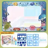 Lienzo de Agua Manta de Aprendizaje Mágica de Agua Tela de Escritura con Agua Pintura para Niños Manta de Pintura Mágica con Agua Transparente de Gran Tamaño Grafiti Repetido