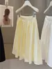Falda Elástica de Cintura Alta Estilo Coreano para Mujer, Nueva Falda Plisada Blanca Delgada de Verano, Línea A, Adelgazante, Casual para Figuras Pequeñas