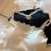 Exquisita Camisola con Lazo y Hermoso Encaje en la Espalda para Mujer, Ropa Interior y Exterior de Verano con Copas, Hermoso Top Base para la Espalda