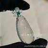 Atacado Pingente Feijão da Sorte Banhado a Prata Inlaid Calcedônia Branco Gelo Ágata Feijão das Quatro Estações Colar de Jade Pingente de Jade Fornecimento ao Vivo