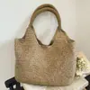Bolso Tejido Hecho a Mano Estilo Bosque Transfronterizo, Bolso de Paja de un Solo Hombro para Verano, Bolso Tote Casual de Gran Capacidad, Bolso de Playa para Mujeres