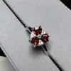 Anillo de Amatista Natural Flor de Ciruelo con Diseño de Flor de Molino de Viento, Colorido y Giratorio, Anillo Ajustable de Granate en Forma de Corazón, Estilo de Lujo Ligero