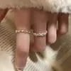 Anillo Brillante de Alta Gama para Mujer, Lujo Ligero, Exquisito y de Moda, Anillo Abierto Irregular de Gota de Agua, Estilo Fresco, Anillo de Dedo Índice Moderno
