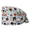 Boné Baotou Dental Masculino Boné Cirúrgico de Algodão Puro Feminino Boné Respirável Estampado Boné de Enfermeira Estomatologista Boné de Trabalho À Prova de Poeira