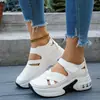 Sandalias deportivas de plataforma con velcro de suela gruesa para mujer de talla grande transfronterizas, estilo europeo y americano, huecas, transpirables, venta al por mayor