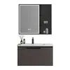Gabinete de Baño de Aleación de Aluminio Moderno y Sencillo de Fábrica Juego Combinado Baño del Hogar Lavabo Cerámico Integrado Lavamanos