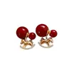 Colección Año Nuevo del Caballo: Pendientes de Caballo Dorado Perla Roja, Doble Uso, Pendientes de Caballo Festivos de Lujo Ligero de Nicho