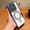 Funda magnética galvanizada con perforación lateral para teléfono móvil, adecuada para Xiaomi 14t Pro 5g, carcasa blanda, película para lente Redmi Note14 Pro