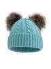 Gorro de Punto Trenzado Simple de Moda para Otoño e Invierno de Adulto, Lindo Doble Pompón, Cálido a Prueba de Viento para Exteriores, Gorro de Lana