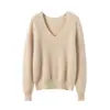 Nuevo suéter de cachemir 100% puro para otoño e invierno, elegante y cálido, color liso, manga larga, holgado, suave, cómodo y adecuado para mujeres