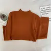 Suéter de punto de color liso, cuello alto medio, manga larga, estilo coreano para Otoño e Invierno 2024, nuevo, versátil, top base para mujer