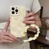 Estilo Ins Cor Pura Onda Concha Adequado para Capa de Celular Iphone16Pro Max Apple 17 Pulseira Plissada 14/13