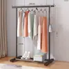 Perchero de Piso para Uso en Casa en Balcón o Interior, Barra Sencilla para Secar Ropa, Colgador de Ropa Móvil, Perchero para Dormitorio de Estudiantes