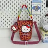 Bolsa Patchwork Bordada para Gato Padre-Hijo, Bolso Cruzado Cilíndrico, Bolso de Hombro, Bolso de Lona de Dibujos Animados, Bolso de Mano con Colgante