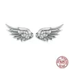Pendientes de Ala de Ángel de Plata de Ley S925 para Mujer con Circonita Joyería de Ala Retro Lujo Accesible Gama Alta Versátil Transfronterizo Europeo y Americano
