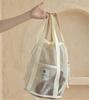 Bolsa de Playa Coreana para Vacaciones Viajes Malla Cordón Bolsillo con Solapa Pantalones Gran Capacidad Bolso de Mano Natación Transpirable Malla Bolsa para Cosméticos