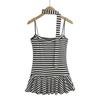 Vestido de Tirantes a Rayas de Color Contrastante para Mujer Nicho Dulce y Picante Ropa Exterior Ajustado Plisado Plisado Bufanda Minifalda