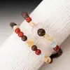 Pulseira de Sândalo Dourado-Prateado, Cristal Amarelo Natural Torre, Ágata, Calcedônia, Pulseira de Camada Dupla, Joias Empilhadas de Círculo Duplo Atacado