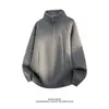 Suéter de malha com zíper parcial e gola alta inspirado em design masculino marca moderna outono/inverno estilo preguiçoso camada interna pulôver malharia