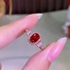 Tiktok Kuaishou nuevo anillo abierto color rubí artificial chapado en oro rosa temperamento de lujo completo anillo totalmente incrustado