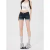 Shorts Vaqueros de Dobladillo Enrollado Estilo Retro Americano Chica Picante para Mujer Modelo Nuevo 2026, No Reveladores, Elásticos, Adelgazantes, Moldeadores de Glúteos Hot Pants