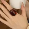 Nuevo Anillo de Resina Ámbar de Alta Gama con Sentido de Personalidad Exagerado para Mujer Estilo Frío Anillo de Dedo Versátil Anillo de Nicho