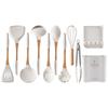 Juego de Utensilios de Cocina de Silicona con Mango de Madera Maciza de 11 Piezas Herramientas de Cocina para Cocinar Espátula y Cuchara Juego de 11 Piezas