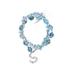 Collar Cadena Clavícula Diseño Asimétrico Perla Artificial de Cristal de Alta Calidad Blue Danube