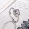 Anillo Redondo de Diamante Sintético para Mujer, Diseño de Nicho, Anillo de Circonita de Alta Gama, Propuesta, Compromiso, Regalo para Novia, Joyería