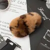 Pinza para el Cabello de Pelo de Conejo Rex Real, Accesorio para el Cabello de Piel, Pinza Grande de Peluche Bb, Horquilla de Pelo de Piel con Estampado de Leopardo, Accesorio para el Cabello de Pinza Lateral, Exquisito