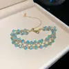 Brillo Galáctico~Pulsera Hueca Tejida con Cristal para Mujer, Estilo Europeo y Americano, Diseño Único, Joyería Moderna y Versátil