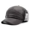Gorro de Algodón de Invierno para Personas de Mediana Edad y Mayores, Gorra de Cuero con Visera de Pato, Forrada de Felpa y Engrosada, Gorro Lei Feng a Prueba de Viento y Protector de Orejas para Papá Ciclismo